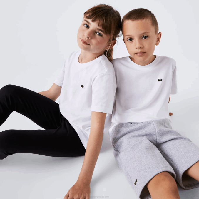 blanco 001 VVL0A2996 niños Lacoste playera de jersey de algodón con cuello redondo