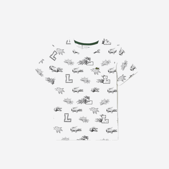 blanco 001 VVL0A3136 niños Lacoste camiseta de algodón orgánico con estampado personalizado