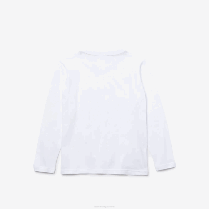 blanco 001 VVL0A3140 niños Lacoste camiseta con cuello redondo