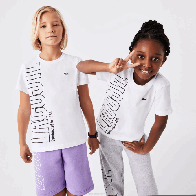 blanco 001 VVL0A3158 niños Lacoste camiseta oversize con logo