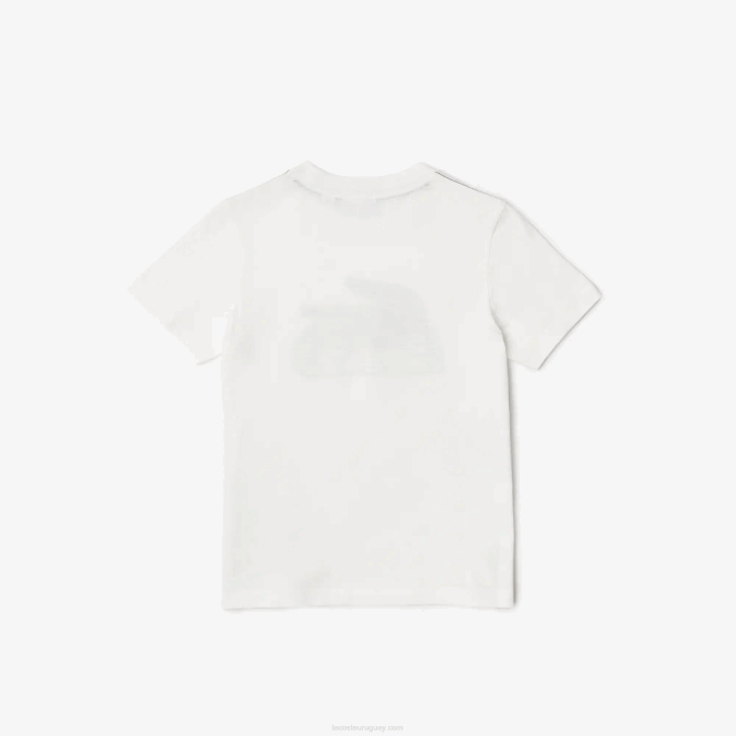 blanco 70v VVL0A3006 niños Lacoste playera de algodón orgánico con estampado en contraste