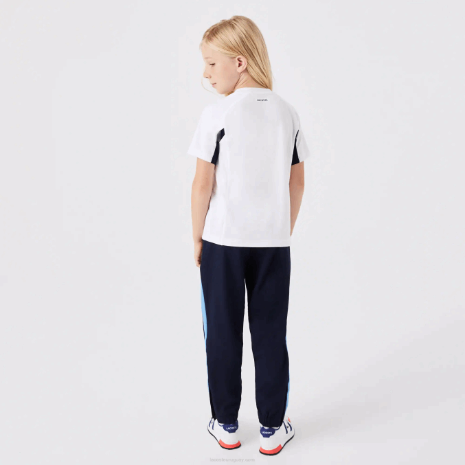 blanco azul marino blanco y2u VVL0A3154 niños Lacoste playera sport tenis color block