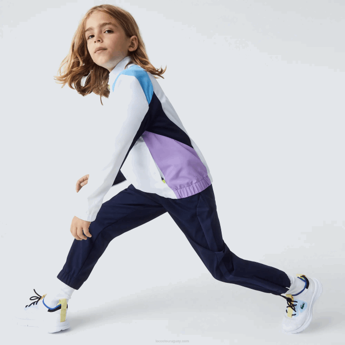 blanco azul marino violeta 6hu VVL0A3185 niños Lacoste chándal deportivo de tenis con bloques de color