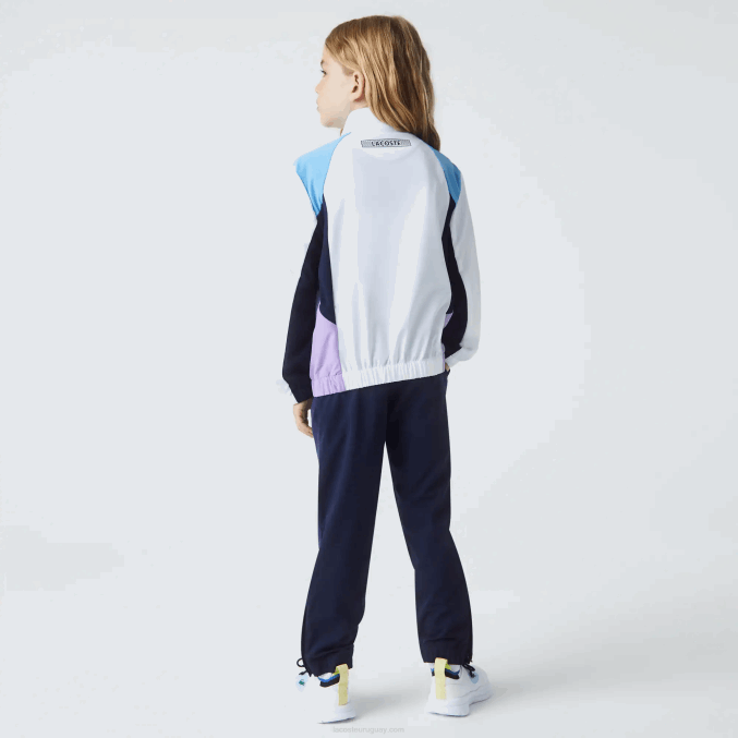 blanco azul marino violeta 6hu VVL0A3185 niños Lacoste chándal deportivo de tenis con bloques de color
