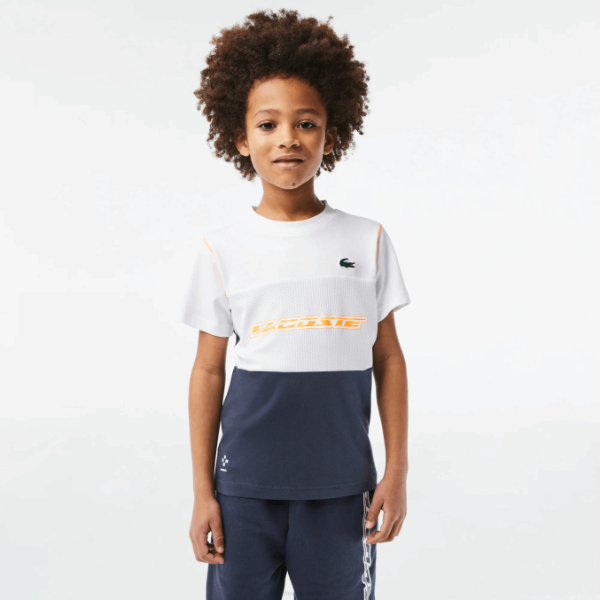 blanco azul naranja wyi VVL0A3005 Niños Lacoste camiseta de tenis x daniil medvedev