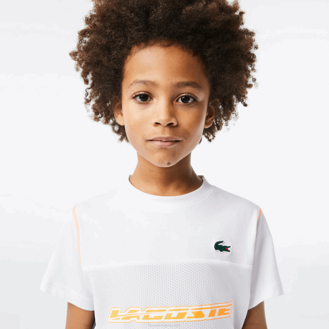 blanco azul naranja wyi VVL0A3005 Niños Lacoste camiseta de tenis x daniil medvedev