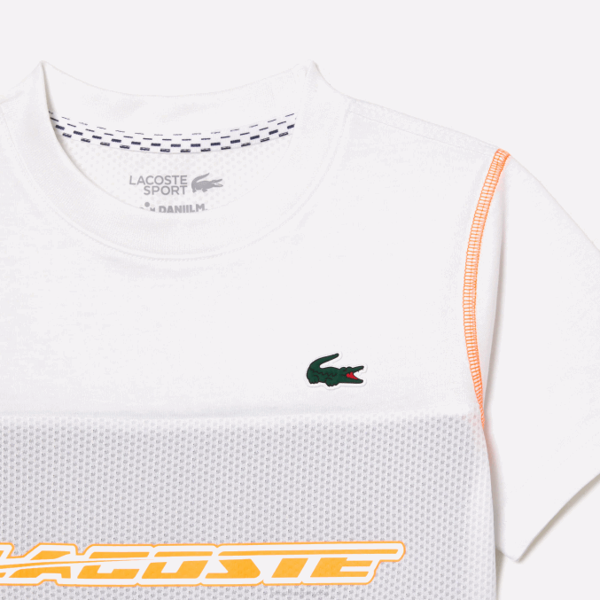 blanco azul naranja wyi VVL0A3005 Niños Lacoste camiseta de tenis x daniil medvedev