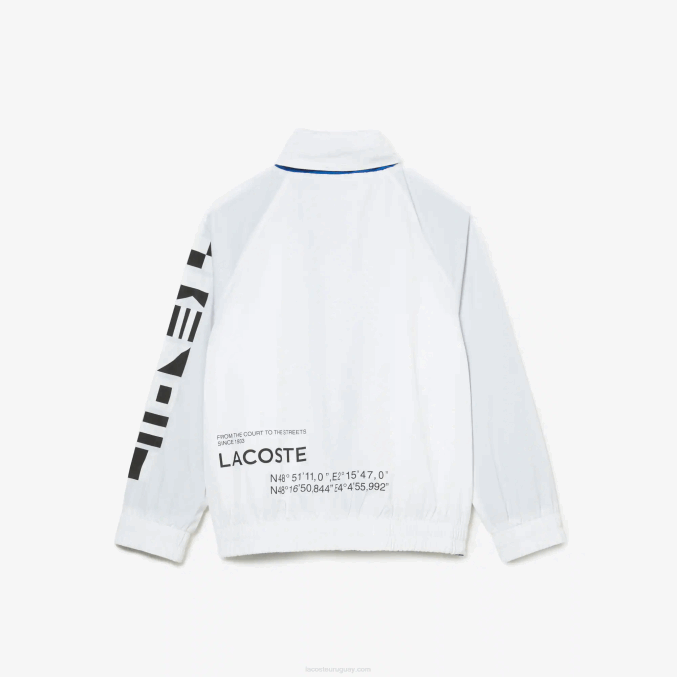 blanco azul negro 9cw VVL0A3240 niños Lacoste chamarra repelente al agua con capucha removible