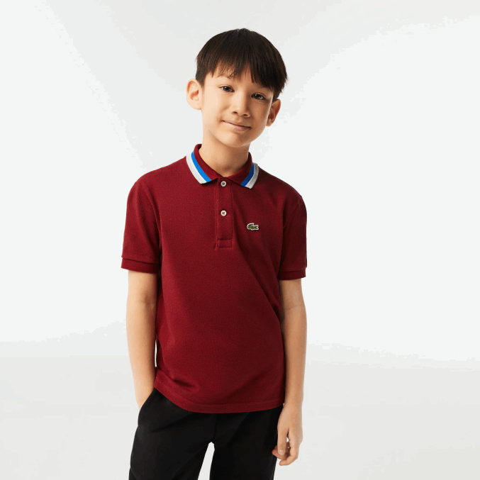 blanco burdeos x62 VVL0A2954 Niños Lacoste polo de petit piqué de algodón con cuello tricolor
