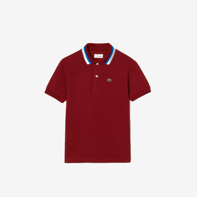 blanco burdeos x62 VVL0A2954 Niños Lacoste polo de petit piqué de algodón con cuello tricolor