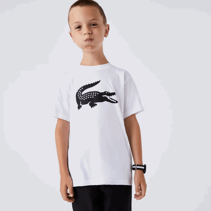 blanco negro au8 VVL0A3019 niños Lacoste camiseta sport tennis jersey tecnico oversize cocodrilo