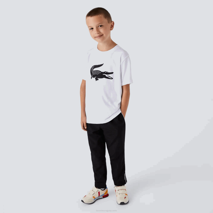 blanco negro au8 VVL0A3019 niños Lacoste camiseta sport tennis jersey tecnico oversize cocodrilo
