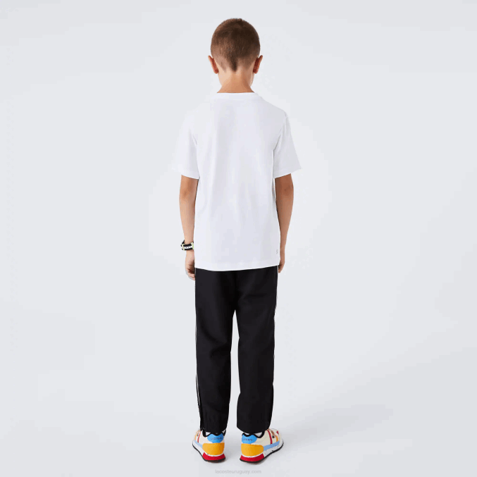 blanco negro au8 VVL0A3019 niños Lacoste camiseta sport tennis jersey tecnico oversize cocodrilo