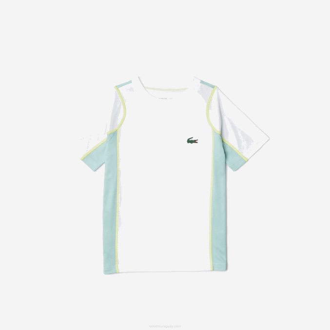 blanco verde claro amarillo awc VVL0A3008 Niños Lacoste playera piqué colorblock tenis
