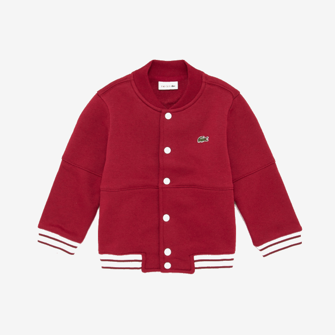 burdeos rosa 9e1 VVL0A3248 Niños Lacoste chamarra varsity de algodón orgánico a rayas