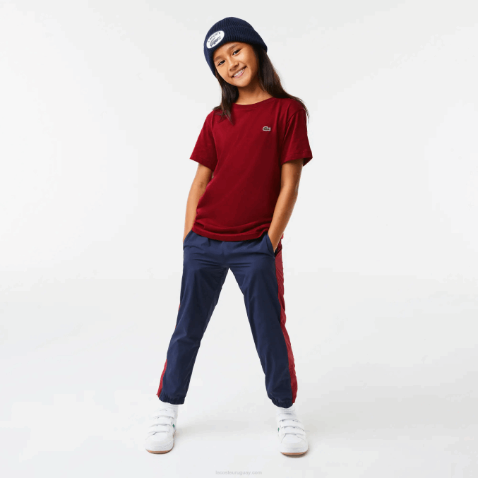 burdeos ypw VVL0A3165 niños Lacoste playera de jersey de algodón con cuello redondo