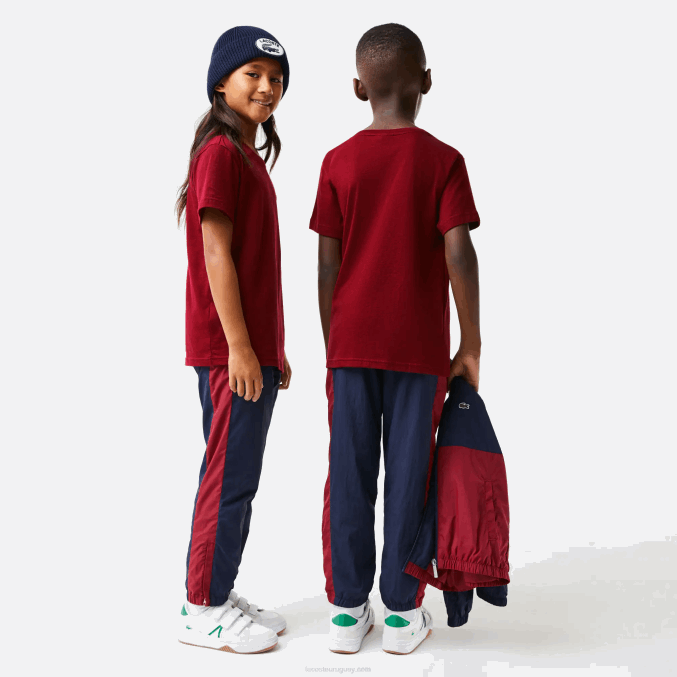 burdeos ypw VVL0A3165 niños Lacoste playera de jersey de algodón con cuello redondo