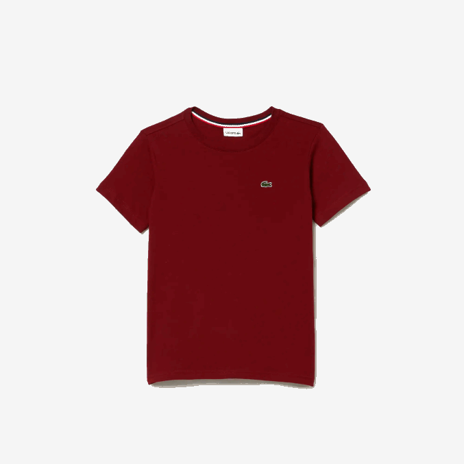burdeos ypw VVL0A3165 niños Lacoste playera de jersey de algodón con cuello redondo