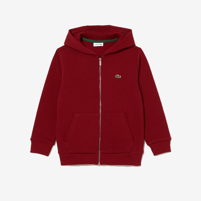 burdeos ypw VVL0A3192 niños Lacoste sudadera con capucha y bolsillo canguro
