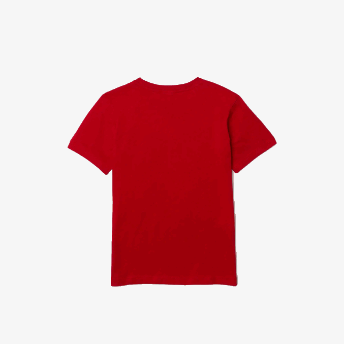 gallina roja VVL0A3178 niños Lacoste playera de jersey de algodón con cuello redondo