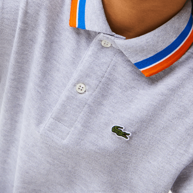 gris chino blanco w9d VVL0A2953 Niños Lacoste polo de petit piqué de algodón con cuello tricolor