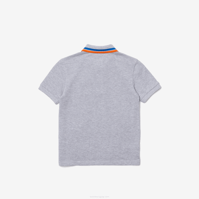 gris chino blanco w9d VVL0A2953 Niños Lacoste polo de petit piqué de algodón con cuello tricolor