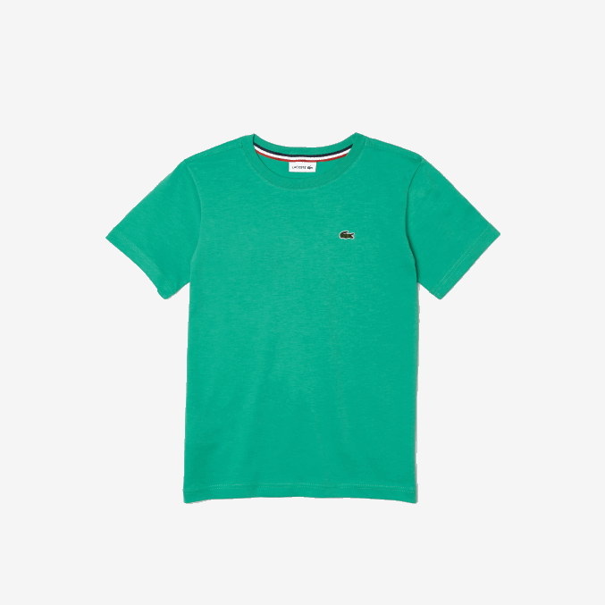 kfv verde VVL0A3167 niños Lacoste playera de jersey de algodón con cuello redondo