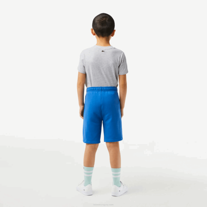 kxb azul VVL0A3087 Niños Lacoste shorts de algodón orgánico con logo en contraste