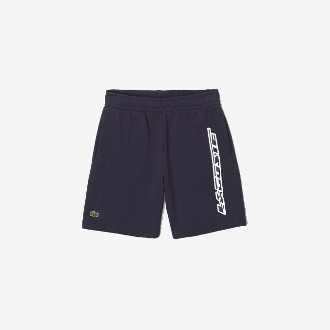 kxe azul VVL0A3088 Niños Lacoste shorts de algodón orgánico con logo en contraste