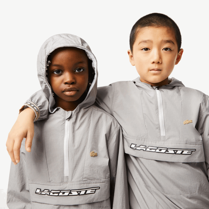 kzw gris VVL0A3065 niños Lacoste chaqueta con capucha