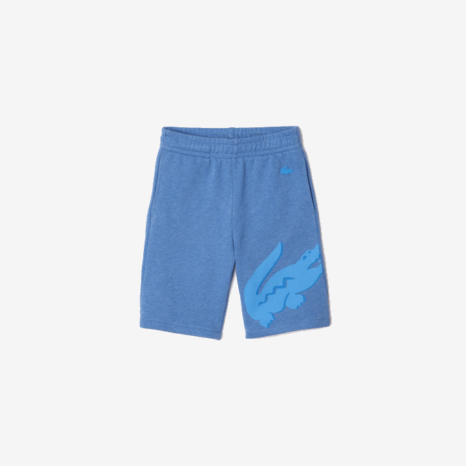 lomo azul hg3 VVL0A3293 Niños Lacoste shorts extragrandes de algodón orgánico moteado con estampado de cocodrilo