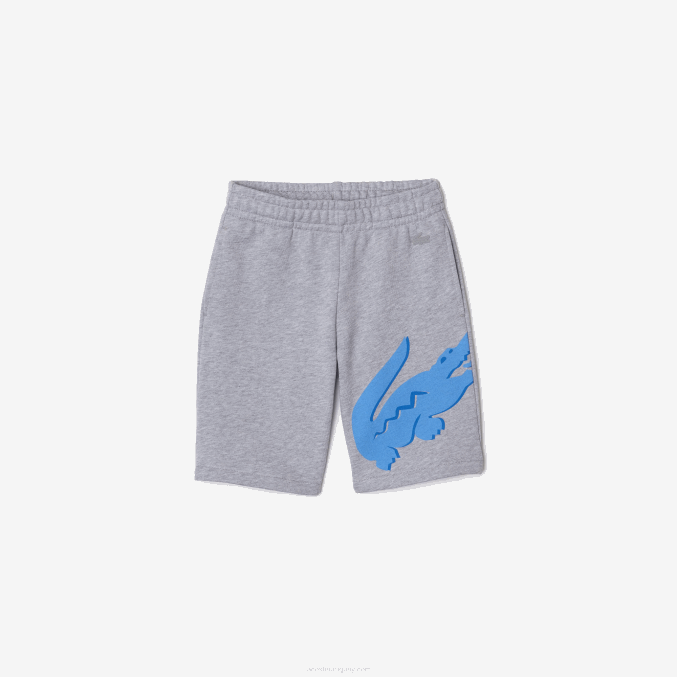 lomo gris cca VVL0A3292 Niños Lacoste shorts extragrandes de algodón orgánico moteado con estampado de cocodrilo