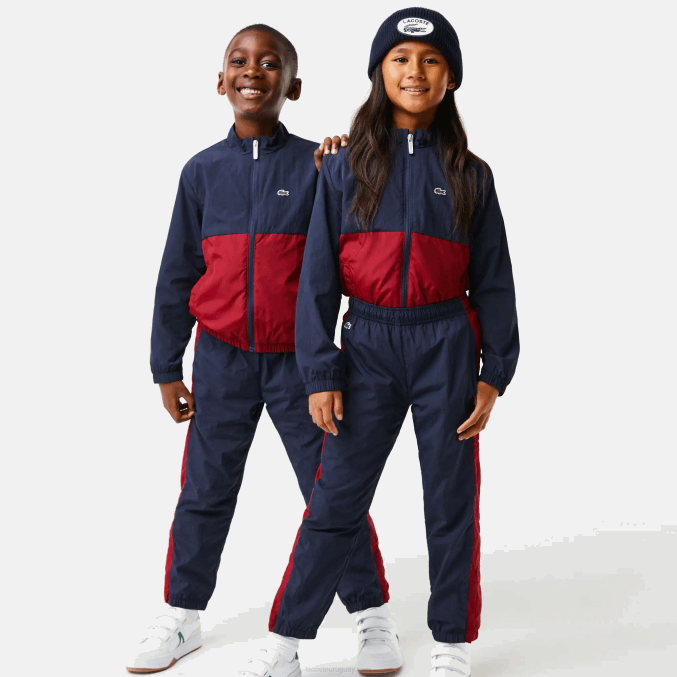 lubricante burdeos azul marino VVL0A3225 niños Lacoste pantalones de chándal con banda en contraste