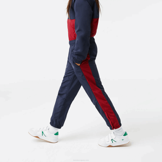 lubricante burdeos azul marino VVL0A3225 niños Lacoste pantalones de chándal con banda en contraste