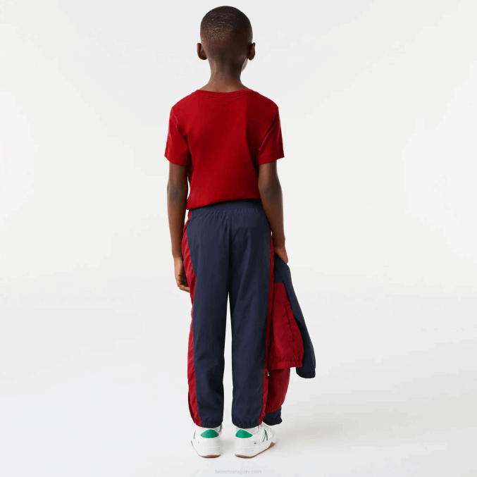lubricante burdeos azul marino VVL0A3225 niños Lacoste pantalones de chándal con banda en contraste