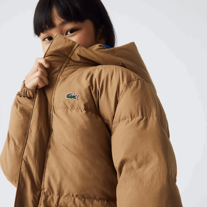 marrón azul 9fg VVL0A3222 niños Lacoste chamarra de tafetán con capucha y bordado de cocodrilo