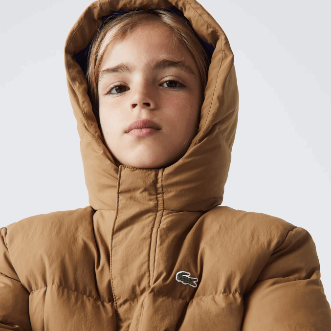 marrón azul 9fg VVL0A3222 niños Lacoste chamarra de tafetán con capucha y bordado de cocodrilo