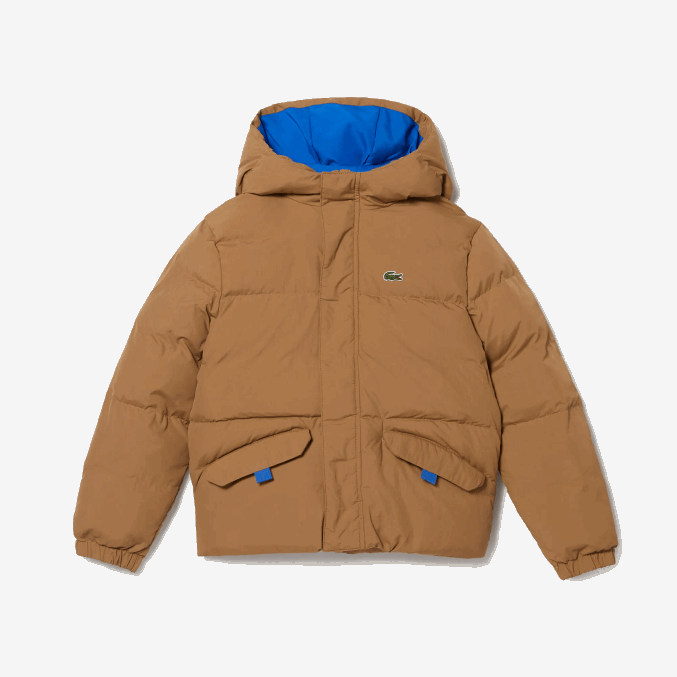 marrón azul 9fg VVL0A3222 niños Lacoste chamarra de tafetán con capucha y bordado de cocodrilo