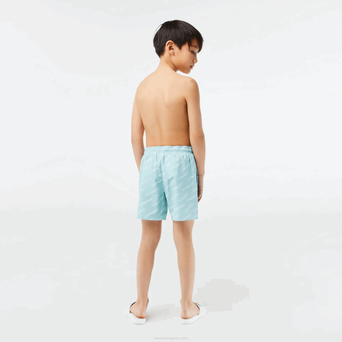 menta lgf VVL0A3108 Niños Lacoste bañador de poliéster reciclado estampado