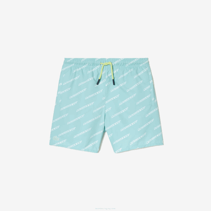 menta lgf VVL0A3108 Niños Lacoste bañador de poliéster reciclado estampado