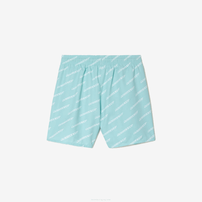 menta lgf VVL0A3108 Niños Lacoste bañador de poliéster reciclado estampado