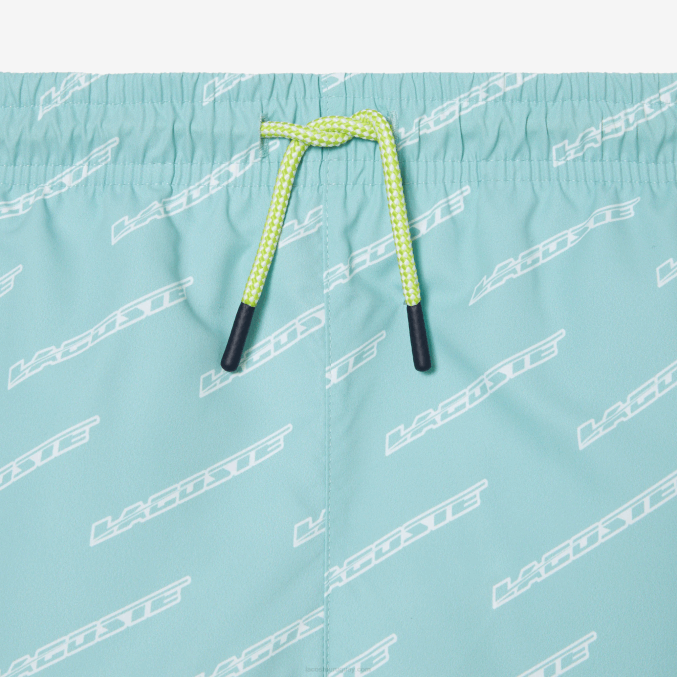 menta lgf VVL0A3108 Niños Lacoste bañador de poliéster reciclado estampado