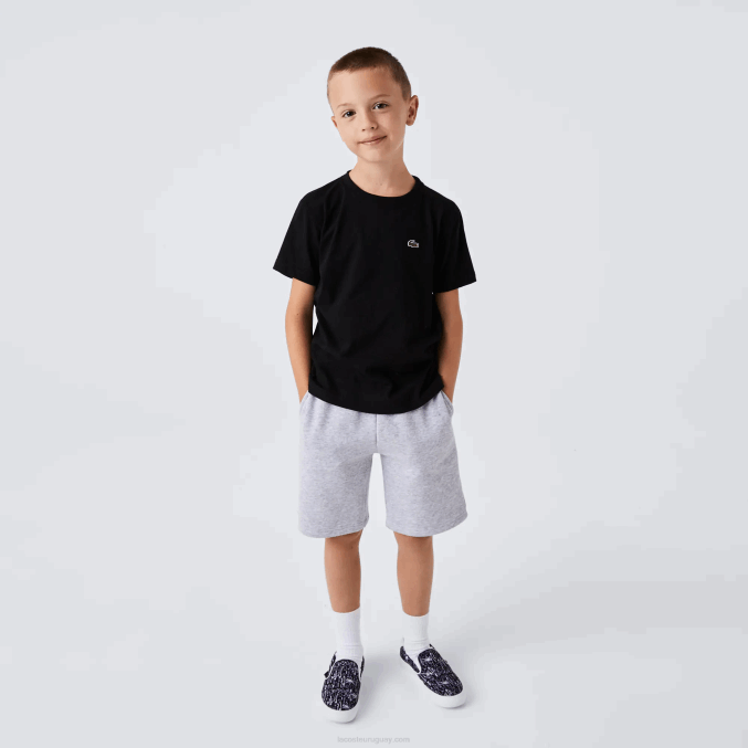 negro 031 VVL0A3028 Niños Lacoste camiseta deportiva de mezcla de algodón transpirable