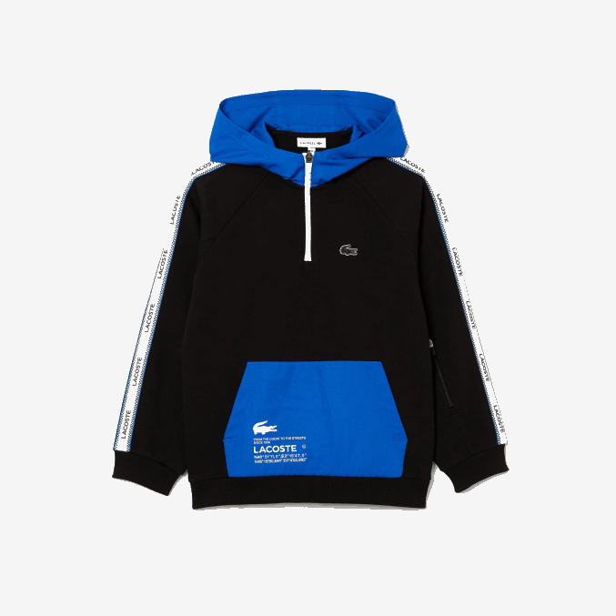 negro azul 985 VVL0A3205 niños Lacoste sudadera con capucha y bolsillo canguro