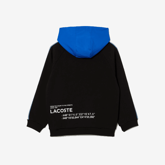 negro azul 985 VVL0A3205 niños Lacoste sudadera con capucha y bolsillo canguro