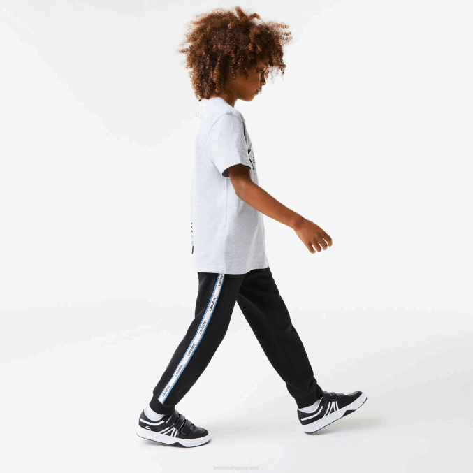 negro azul 985 VVL0A3223 niños Lacoste pantalones de chándal con bandas estampadas