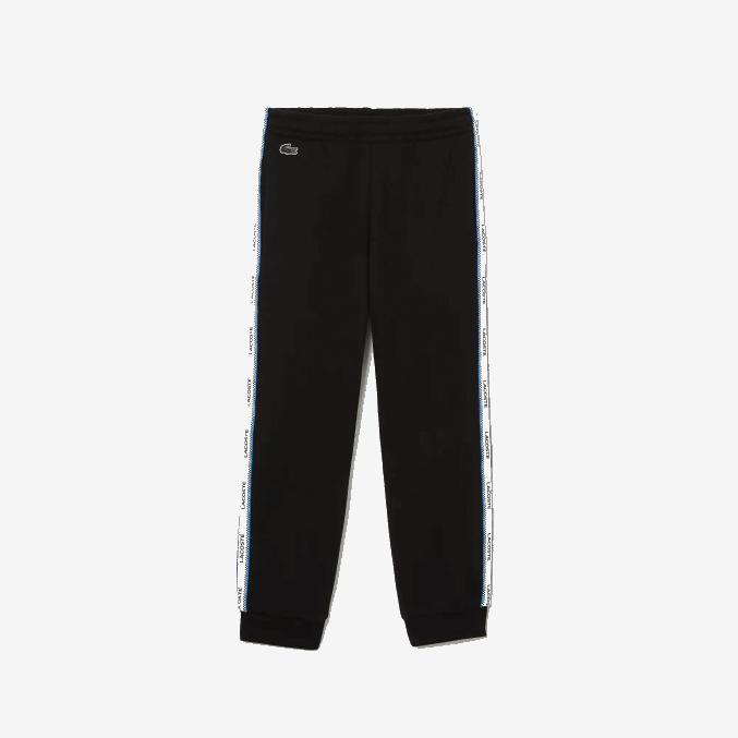 negro azul 985 VVL0A3223 niños Lacoste pantalones de chándal con bandas estampadas
