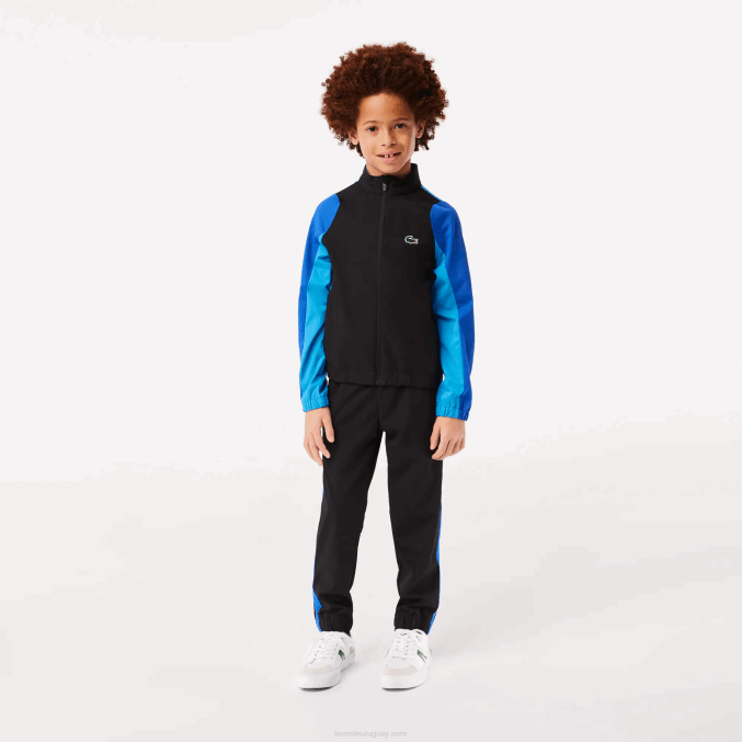 negro azul amarillo ayf VVL0A3047 Niños Lacoste jogger de tenis con bloques de color