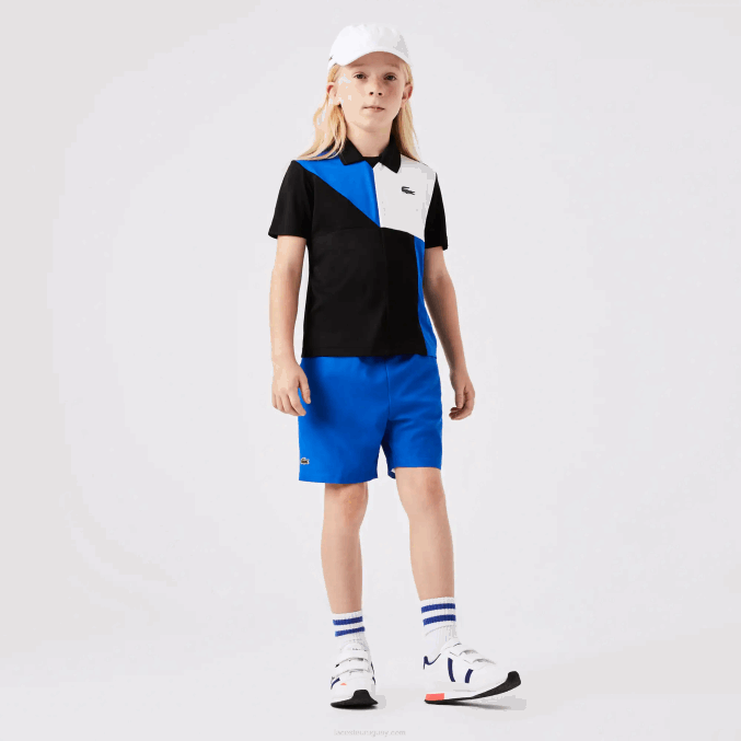 negro azul blanco 7ke VVL0A3150 niños Lacoste polo deportivo de tenis con bloques de color