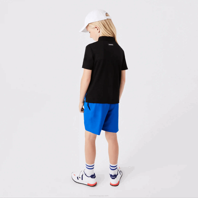 negro azul blanco 7ke VVL0A3150 niños Lacoste polo deportivo de tenis con bloques de color